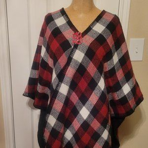 Red and Black Plaid Blanket Shawl
